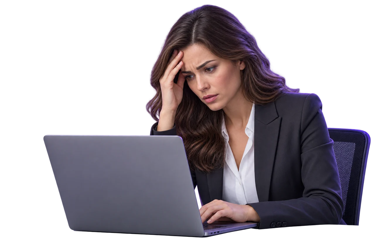 Worried business owner reviewing an account suspension notice